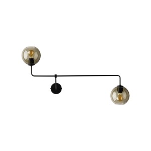 Lampa ścienna czarna podwójna klosz dymiony 2xE27 MONACO 