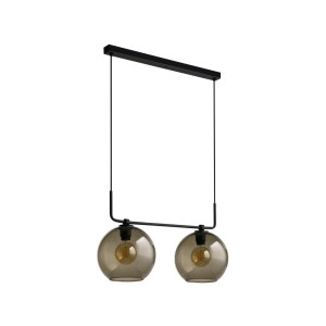 Nowoczesna lampa wisząca czarna podwójna 120 cm klosze szklane kule dymione 2xE27 MONACO 