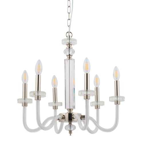 LAMPAMI - lampa sufitowa srebrna, lampa wisząca srebrna,  żyrandol do salonu, żyrandol świecznikowy