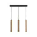 LAMPAMI - lampa  wisząca długa, lampa wisząca potrójna, lampa do salonu, złote tuby sufitowe złota lampa wisząca