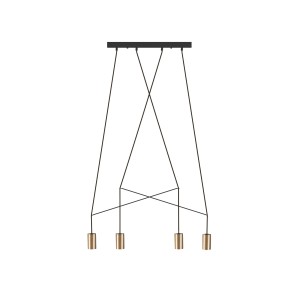 Lampa nad stół do jadalni czarna ze złotym lity mosiądz 130 cm 4xGU10 IMBRIA 