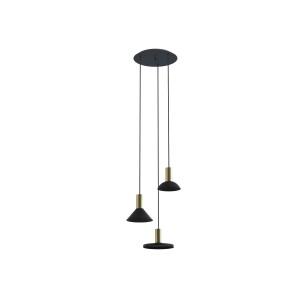  Lampa wisząca potrójna czarna ze złotym 130 cm HERMANOS
