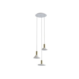 Lampa wisząca potrójna biała ze złotym 130 cm HERMANOS 