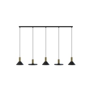 Nowoczesna lampa nad wyspę kuchenną wisząca czarna ze złotym 130 cm 5xGU10 HERMANOS 