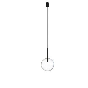 Lampa wisząca czarna klosz szklana kula przezroczysta 130 cm 1xE27 SPHERE M
