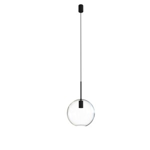 Lampa wisząca czarna klosz szklana kula przezroczysta 130 cm 1xE27 SPHERE L