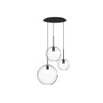 Lampa wisząca czarna klosze szklane kule przezroczyste 130 cm 3xE27 SPHERE