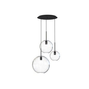 Lampa wisząca czarna klosze szklane kule przezroczyste 130 cm 3xE27 SPHERE