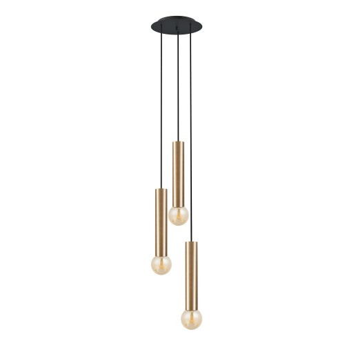 LAMPAMI - złote tuby wiszące, lampa wisząca złota, lampa nad stół, złota lampa tuby wiszące