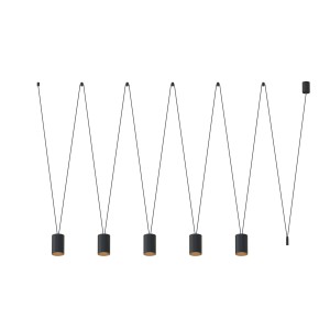 Nowoczesna lampa wisząca czarna ze złotym 122 cm 5xGU10 MORE TONE