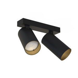 Lampa sufitowa czarna ze złotym podwójna punktowa regulowana 2xGU10 MONO 