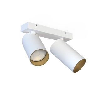 Lampa sufitowa biała ze złotym podwójna punktowa regulowana 2xGU10 MONO