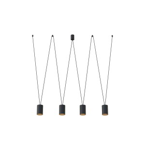 Nowoczesna lampa wisząca czarna ze złotym 122 cm 4xGU10 MORE TONE 