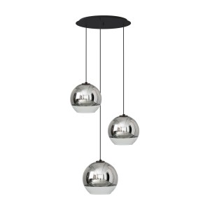 Srebrna lampa glamour wisząca potrójna 120 cm GLOBE PLUS