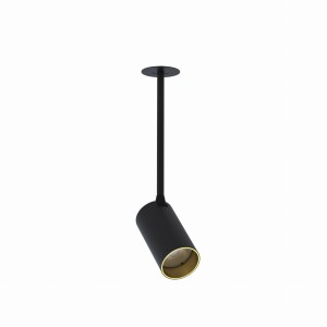 Lampa sufitowa wisząca czarna ze złotym pojedyncza podtynkowa 1xGU10 MONO SURFACE LONG S 