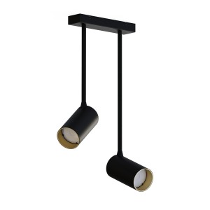 Lampa sufitowa wisząca czarna ze złotym podwójna regulowana 2xGU10 MONO LONG