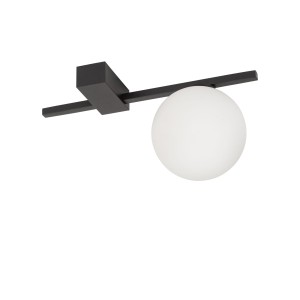 Lampa sufitowa czarna pojedyncza biała kula 1xG9 PIK