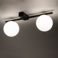LAMPAMI - białe kule sufitowe, lampa sufitowa kule szklane, podwójna lampa sufitowa, czarna lampa białe kule