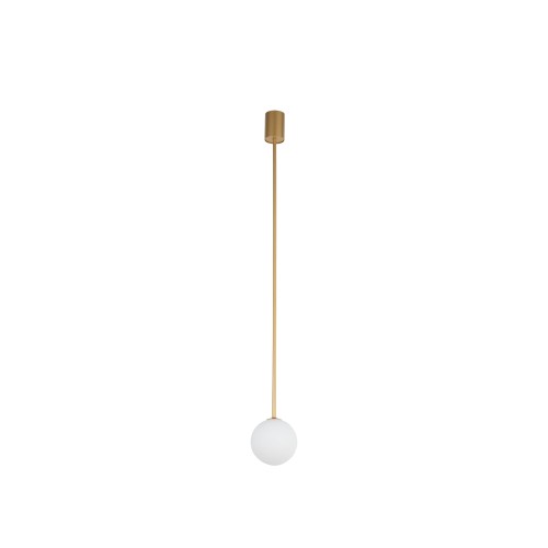 LAMPAMI - lampa wisząca nowoczesna, lampa pojedyncza kula wisząca, lampa do salonu kula biała, złota lampa