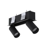 Czarny reflektor podwójny 2xGU10 podtynkowy MONO DEEP 