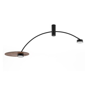 Lampa sufitowa podwójna czarna z drewnem HEFT