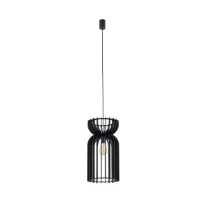 Długa lampa wisząca drewniana czarna 160 cm KYMI A