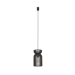 Długa lampa wisząca drewniana czarna 160 cm KYMI B