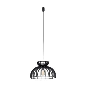 Długa lampa wisząca drewniana czarna 160 cm KYMI C