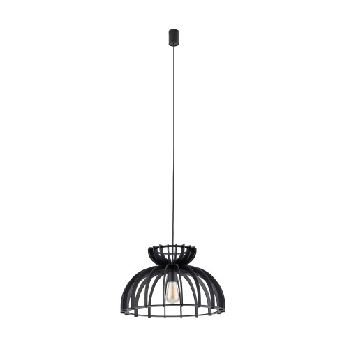 LAMPAMI - lampa drewniana sufitowa, żyrandol czarny, lampa nad stół, lampa wisząca czarna