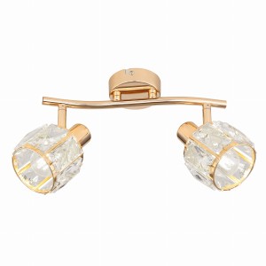DUBAI LAMPA SUFITOWA LISTWA SAT ZŁOTY 2X40W E14 KLOSZ ZŁOTY Z KRYSZT TRANSP