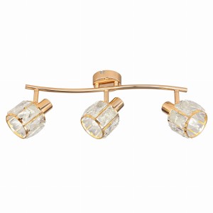 DUBAI LAMPA SUFITOWA LISTWA SAT ZŁOTY 3X40W E14 KLOSZ ZŁOTY Z KRYSZT TRANSP