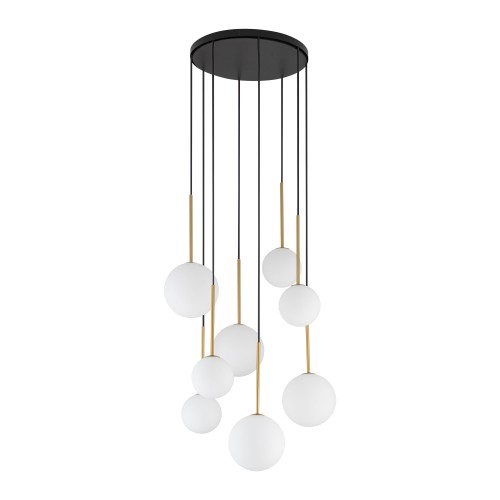 LAMPAMI - klosze białe kule, lampa do salonu, lampa złota kule szklane, lampy szklane kule nowoczesne