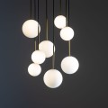 LAMPAMI - klosze białe kule, lampa do salonu, lampa złota kule szklane, lampy szklane kule nowoczesne