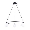 LAMPAMI - lampa wisząca czarna nowoczesna, lampa do salonu, lampa nad stół, klosze białe kule