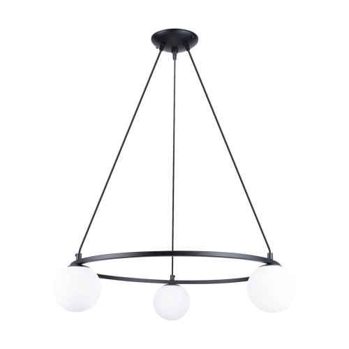 LAMPAMI - lampa wisząca czarna nowoczesna, lampa do salonu, lampa nad stół, klosze białe kule