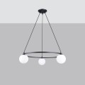 LAMPAMI - lampa wisząca czarna nowoczesna, lampa do salonu, lampa nad stół, klosze białe kule