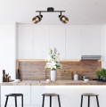 LAMPAMI - lampa sufitowa czarna, listwa podwójna czarna, lampa do salonu, lampa do kuchni