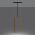 LAMPAMI - potrójna lampa wisząca, tuby wiszące złote, złota lampa wisząca