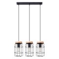 LAMPAMI - potrójna lampa wisząca, lampa wisząca loft, żyrandol loftowy, lampa drewno metal