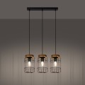 LAMPAMI - potrójna lampa wisząca, lampa wisząca loft, żyrandol loftowy, lampa drewno metal