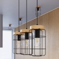 LAMPAMI - potrójna lampa wisząca, lampa wisząca loft, lampa drewno metal