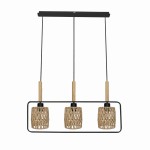 CROWN LAMPA WISZĄCA CZARNY 3X40W E27 ABAŻUR BEŻOWY