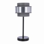 HARE LAMPA STOŁOWA CZARNY 1X60W E27 ABAŻUR SZARY+SREBRNY