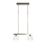 Srebrna lampa wisząca podwójna 2xE14 40 HYBRYDA  NIKIEL MAT 