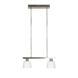Srebrna lampa wisząca podwójna 2xE14 40 HYBRYDA  NIKIEL MAT 