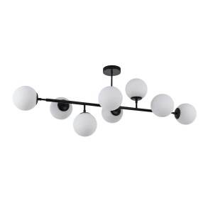Lampa wisząca czarna klosze białe kule Dorado 8xE14