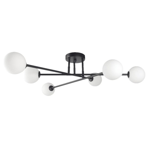 LAMPAMI - nowoczesna lampa sufitowa czarna, lampa do salonu, lampa białe kule, lampa do sypialni, żyrandol białe kule