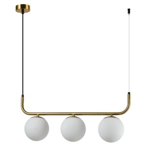 Lampa wisząca złota klosze białe kule ALISA 3xE14