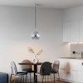 LAMPAMI - nowoczesna lampa wisząca, lampa do salonu, lampa szklane kule, lampa do sypialni, srebrna lampa kule