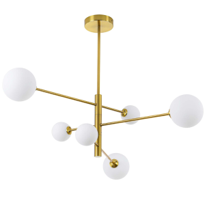 Lampa wisząca złota klosze białe kule Dorado 6xG9